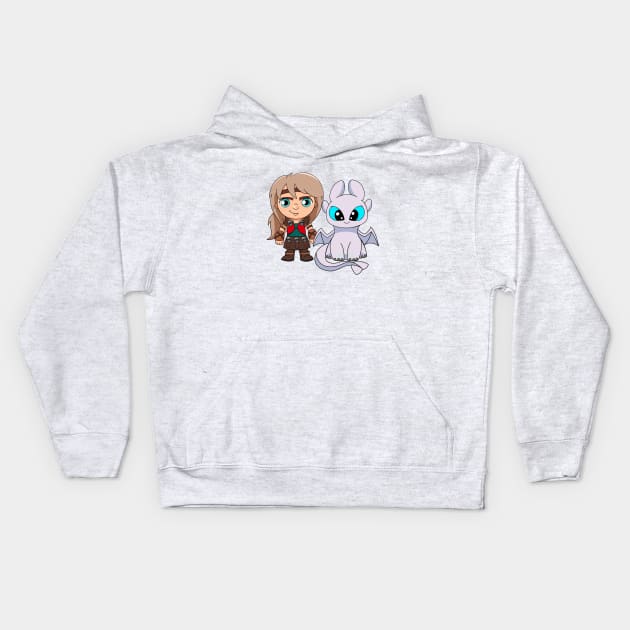 Astrid and Light fury, fanart how to train your dragon, Httyd characters Kids Hoodie by PrimeStore